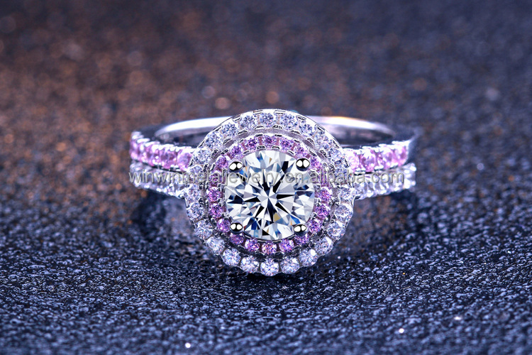 925 Sterling Silver Bridal Ring Sets Round Cut CZ Engagement Wedding Rings For Her