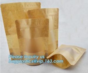  Square Bottom Gusseted Resealable Kraft Paper Stand Up Pouch Rice Packaging Bag With Zipper And Window BAGEASE PACKAGE Manufactures