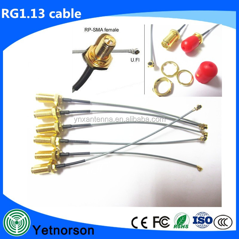 U.FL to SMA-female Bulkhead RG316 Coax Cable Assembly with Max Input Power of 50 OHM