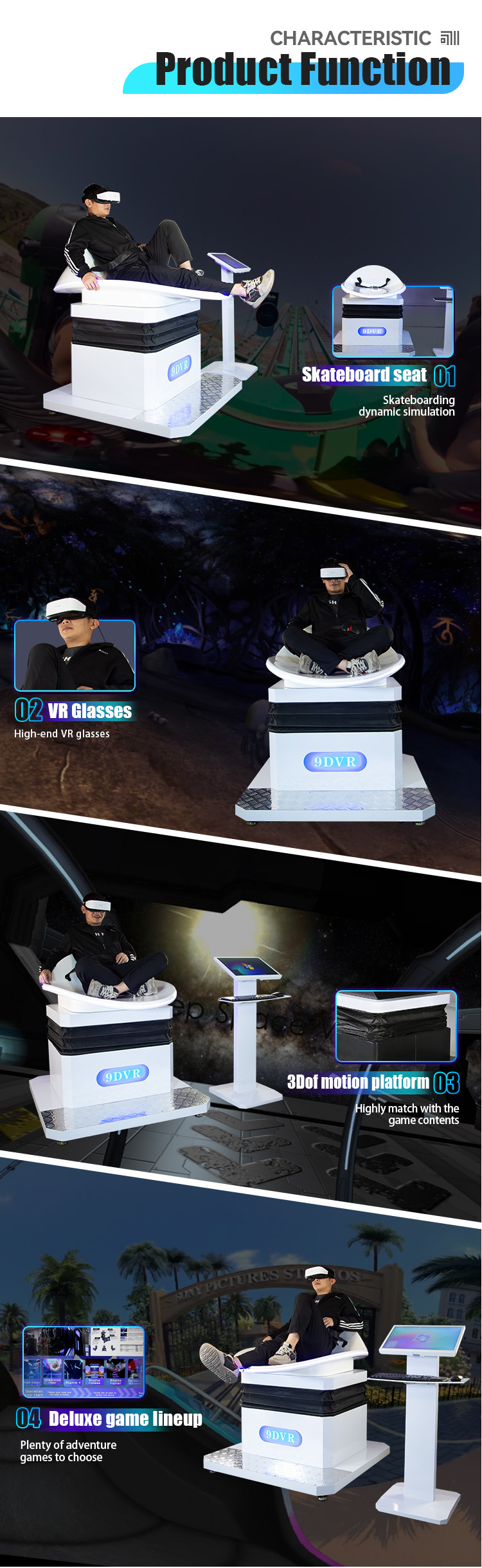 1 Seat 9D Vr Cinema Arcade Game Machine Slide Virtual Reality Simulator