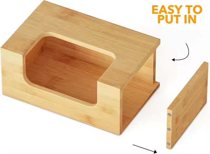 Bamboo Dryer Sheets Storage Box. Organize Your Laundry Softener Sheets. Stylish Container