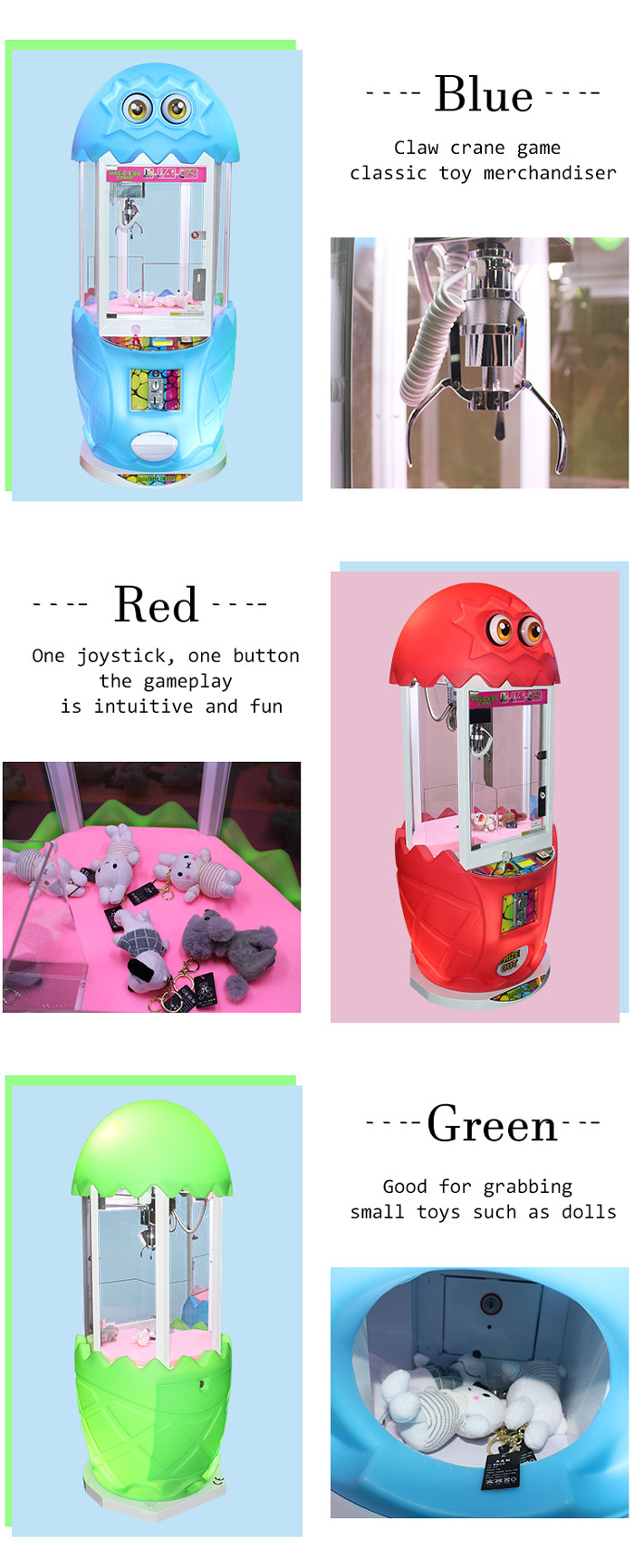 Wholesale arcade crane machine chocolate candy claw crane vending machine claw bear for sale