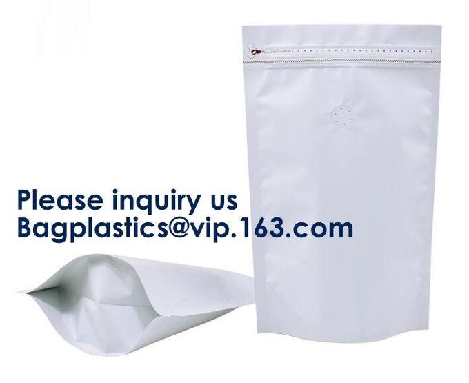 Eco Friendly High Barrier Kraft Paper Coffee Bags Valve,Flat Bottom Aluminum Foil Coffee Bag One Way Valve