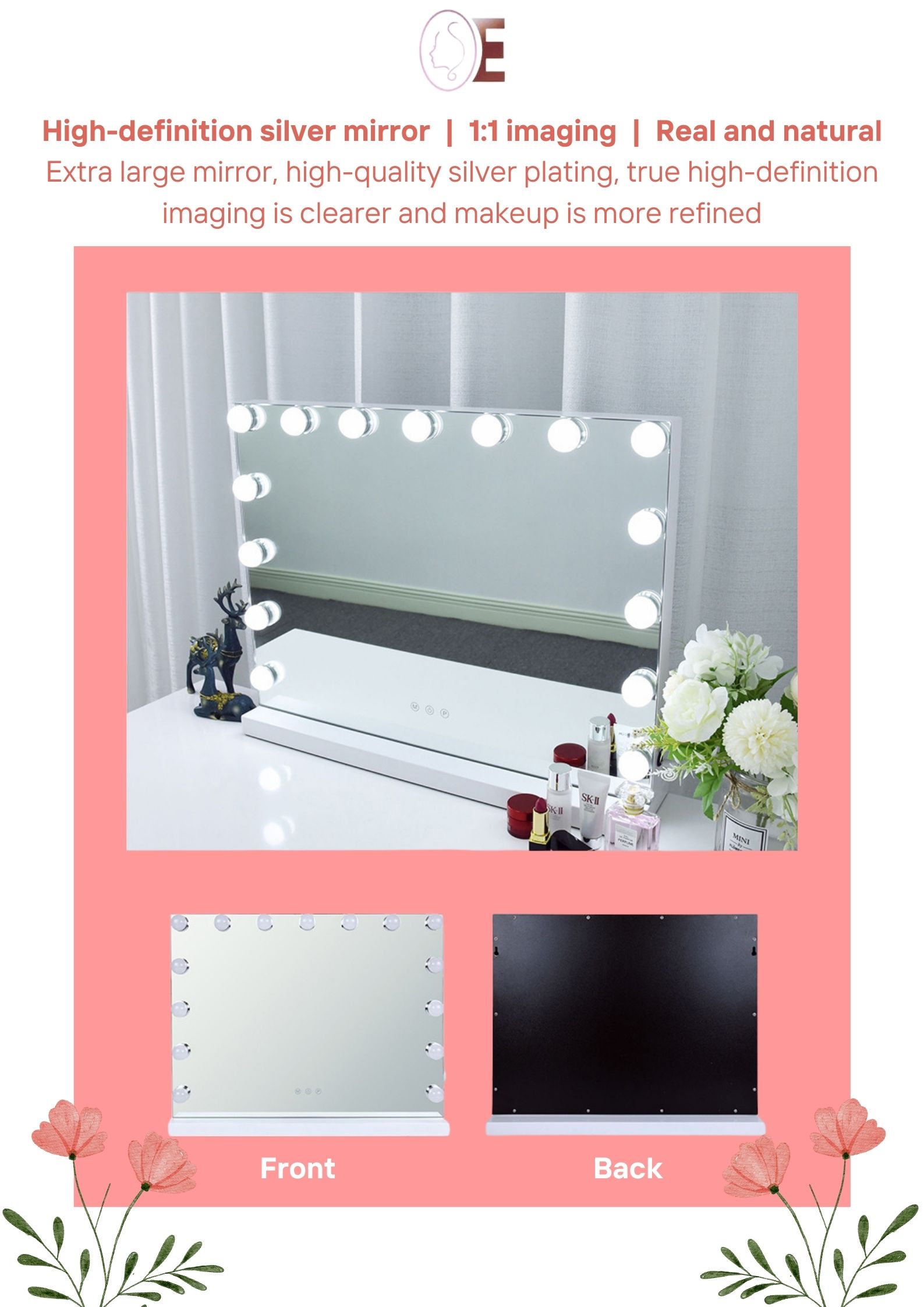 Shatterproof Hollywood Light Up Makeup Mirror Vanity Wall Mounted
