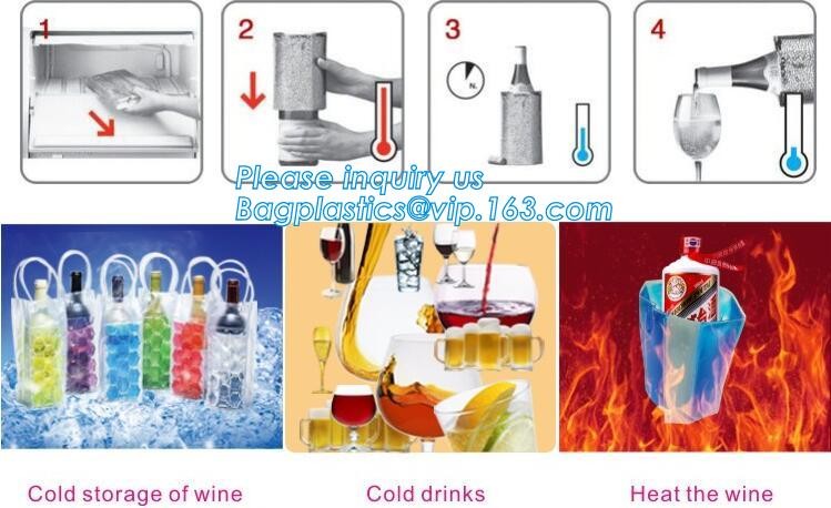 oem produced cooler pvc wine bag, ice bag for wine bottle/ PVC ice bag, bottle cooler dry ice bag for bar, restaurant