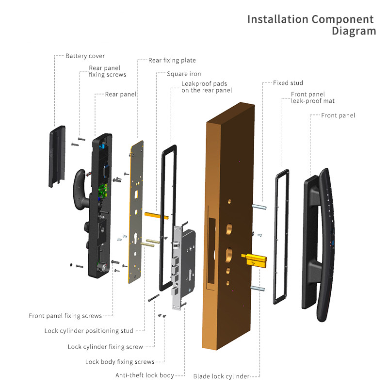 Luxury High Quality Digital Door Viewer Camera Biometric Fingerprint Smart Door Lock Smartphone Tuya Wifi App For Homes