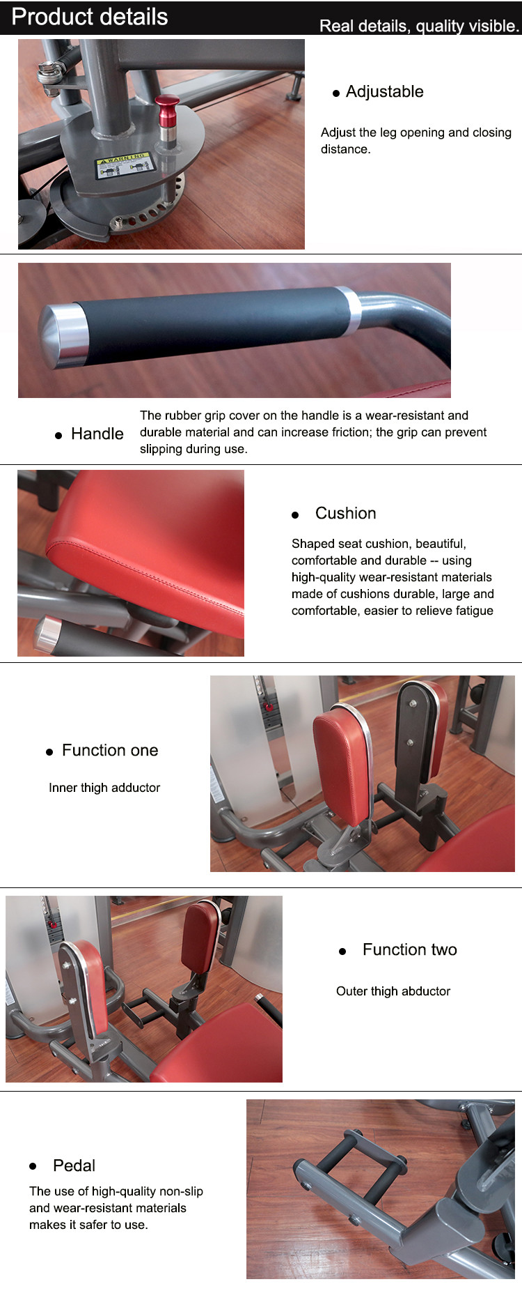 Dual function multi gym fitness equipment hip abduction / adduction machine