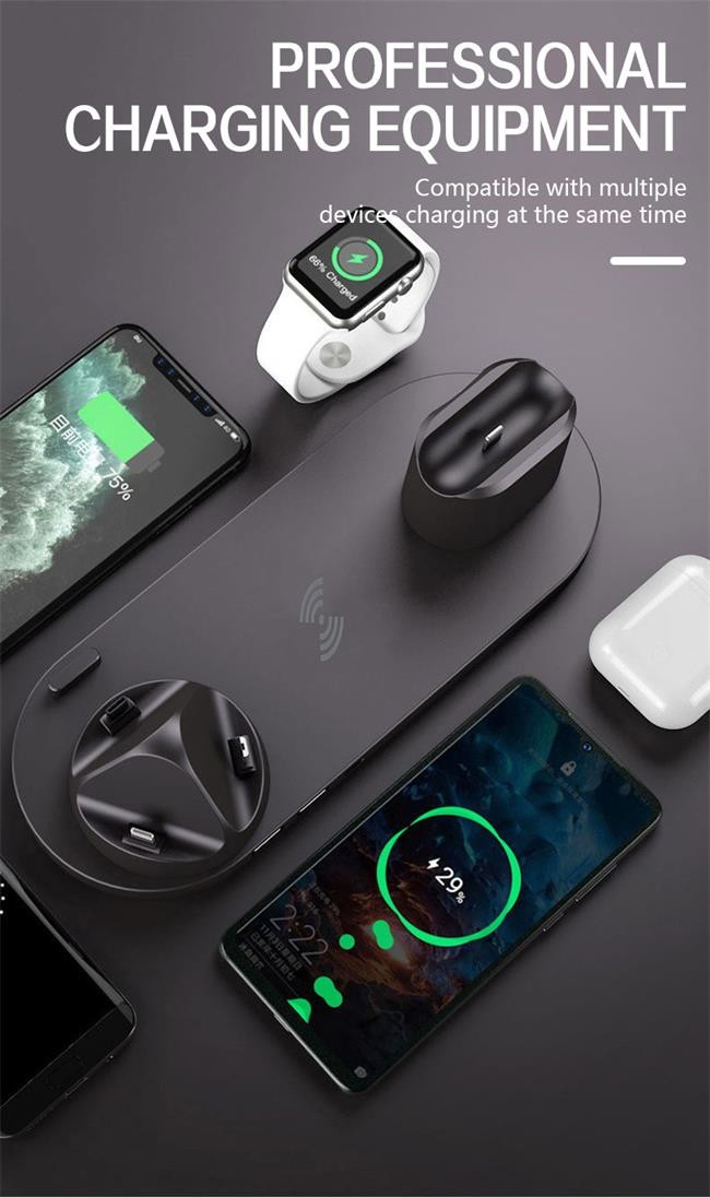 Rotating 6 In 1 Wireless Charging Station 5V 2A Multi Device Charger For Apple IPhone