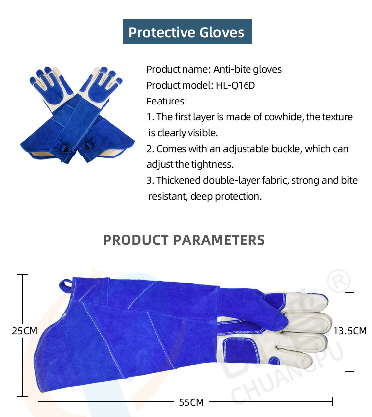 Animal Anti Bite Protective Gloves Length 55CM Extra Long Design