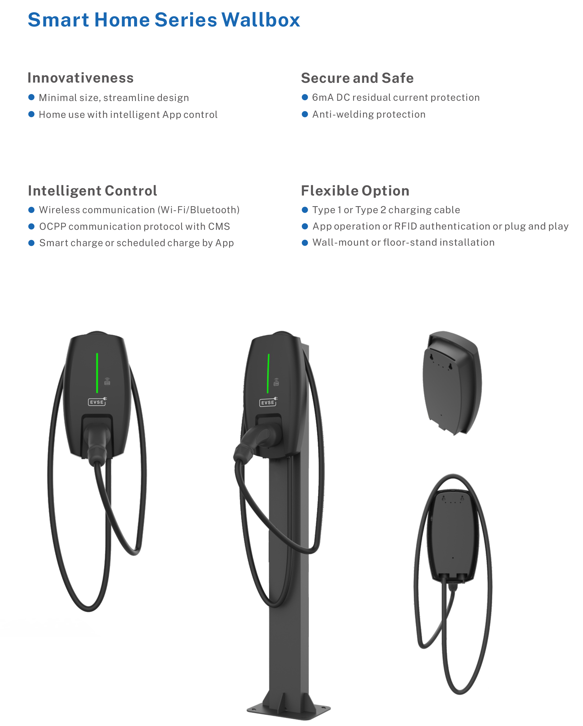Wall Mounted EV Charger Station 3.5kw Wallbox For Audi Mercedes Benz