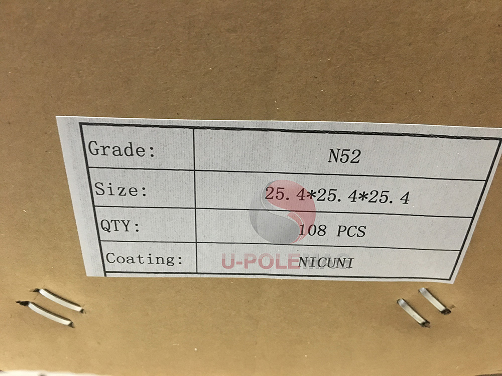 1'' Industrial Permanent Nickel Strong Neodymium N52 Block Magnet with Tolerance ±0.1mm