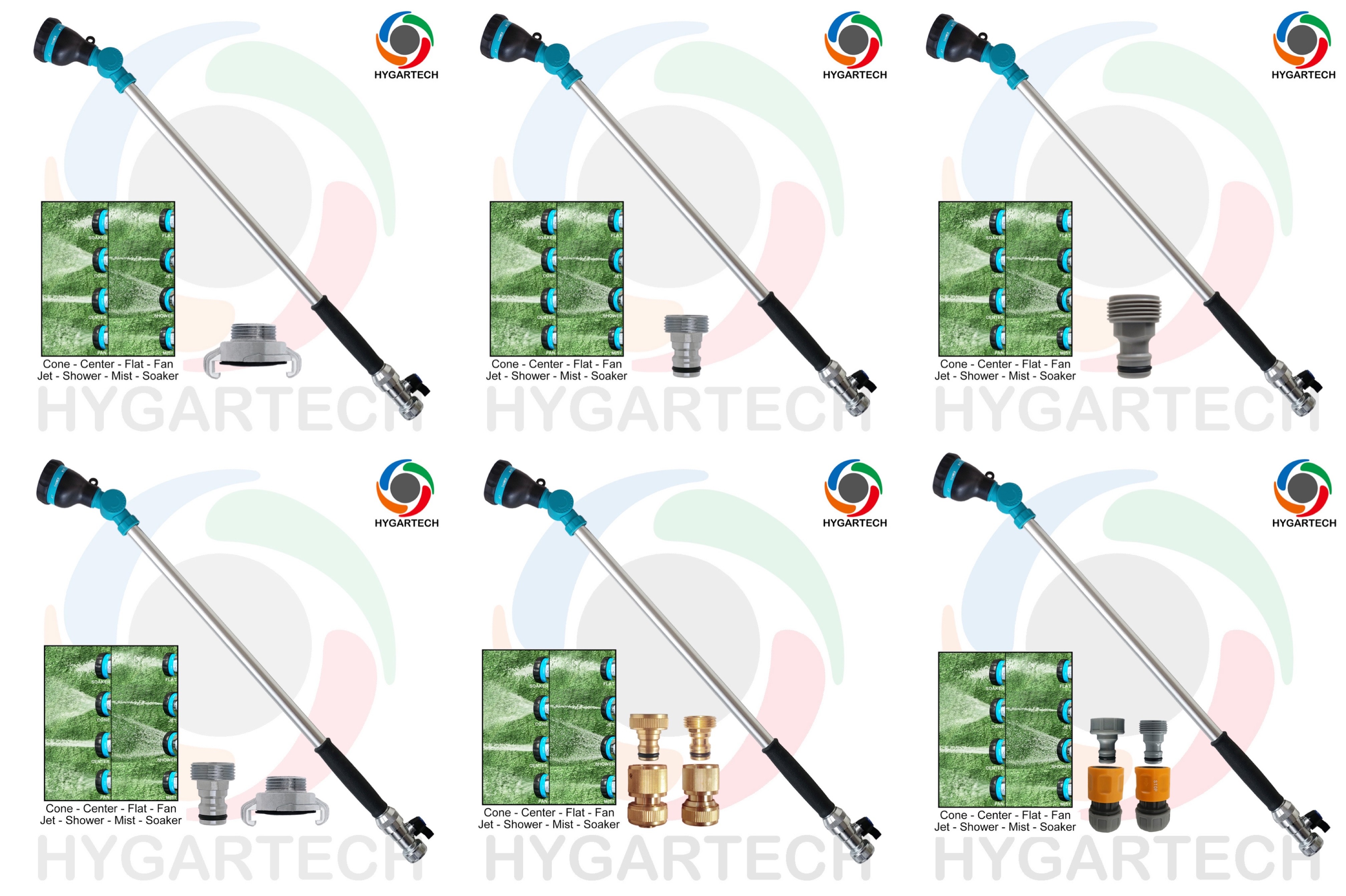 8 Modes Hose Spray Metal Watering Wand W/ Adjustable Angle