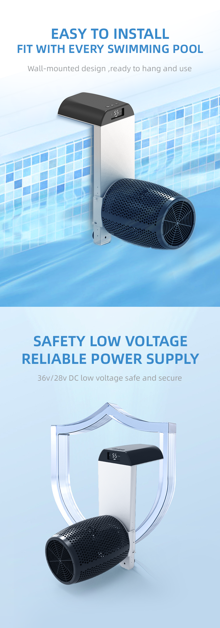 1800W Wave Jet Wall-mounted Endless Pool Water Flow Jet Machine with Brushless DC Motor