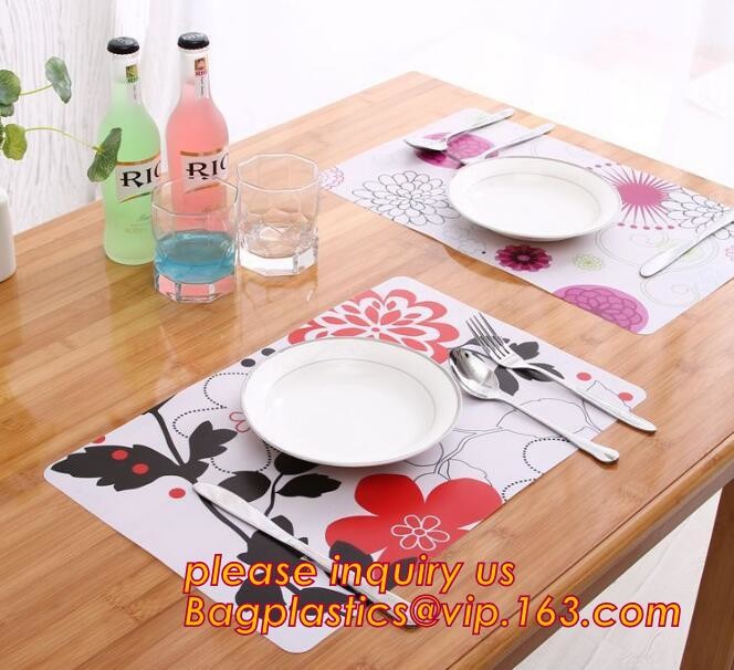 Heat insulation PVC Printed Placemat Dining Table Plate Mat,custom hot selling OEM pvc place mat dining table mat for wh