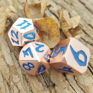 Blue Dice Polyhedral Customization RPG Dice Set OEM Sharp Edged RPG Dice Zinc