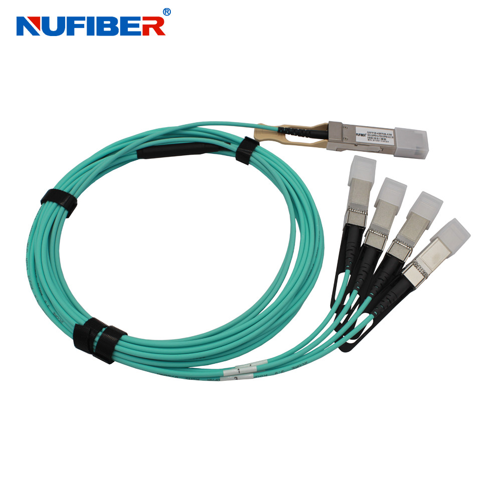 High Quality 100G QSFP28 AOC Cable 10m 33ft Active Optical QSFP28 to 4x SFP28