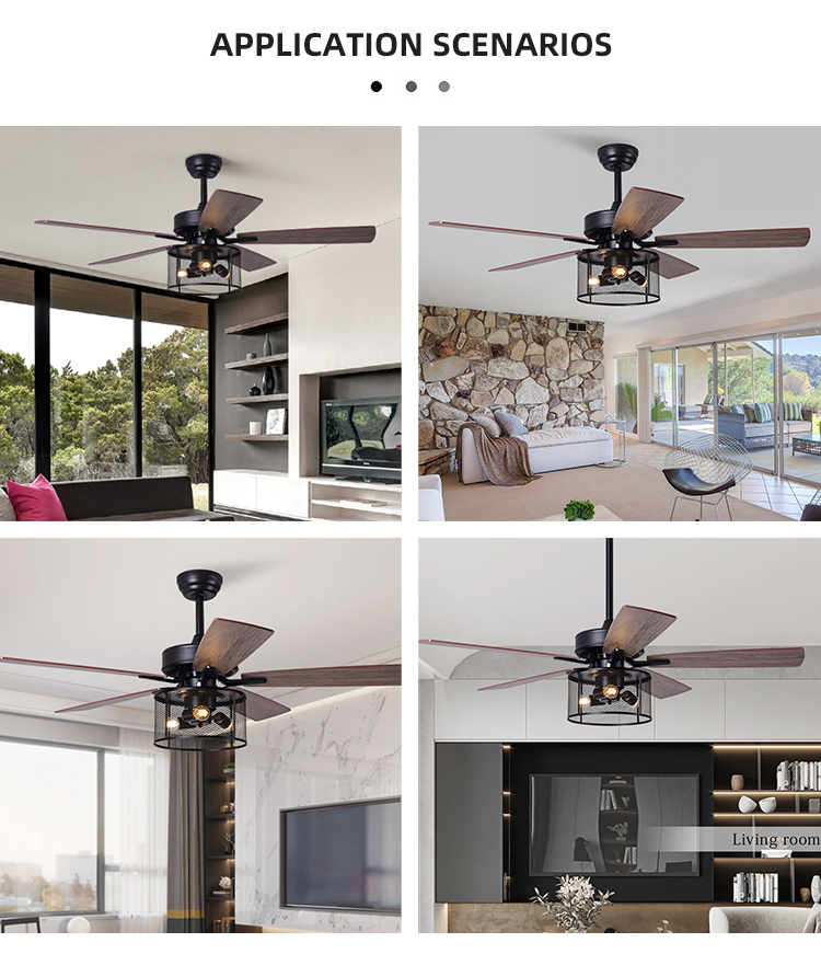 Home Office 5 Plywood 2000LM Crystal Ceiling Fan Light With DC AC Motor