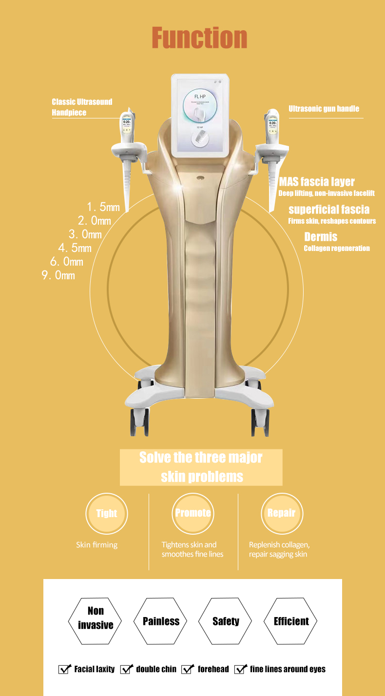 Multi-functional MFU RF HIFU Machine for Face and Body Skin Tightening and Lifting with 4 Handles and 10 Cartridges