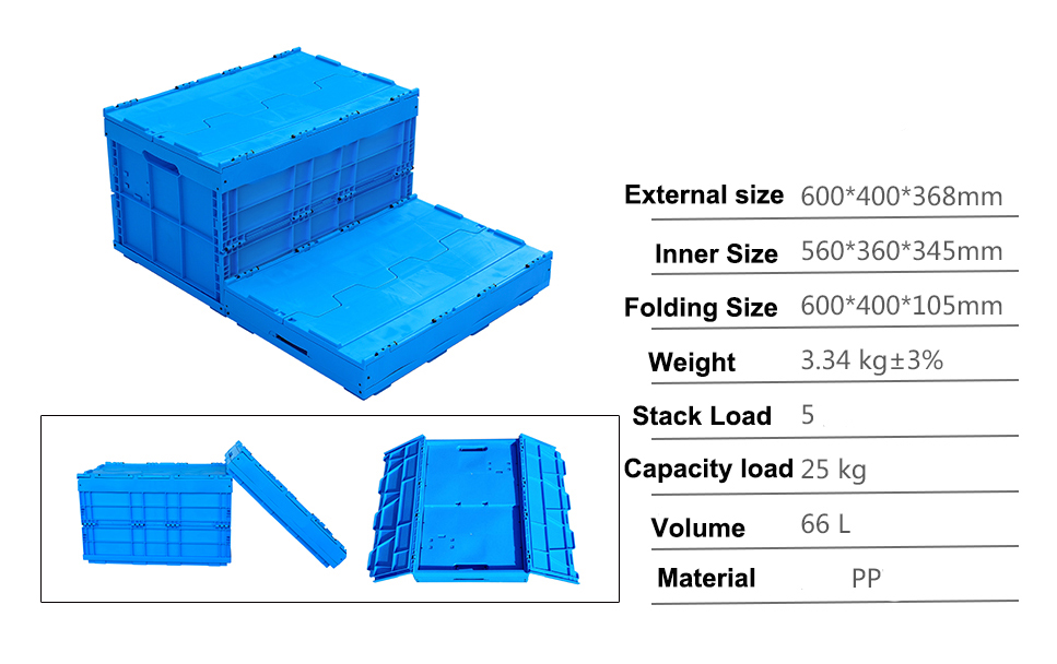 Mesh Style Large Plastic Folding Storage Crate 900*600*420 mm for Moving and Stacking
