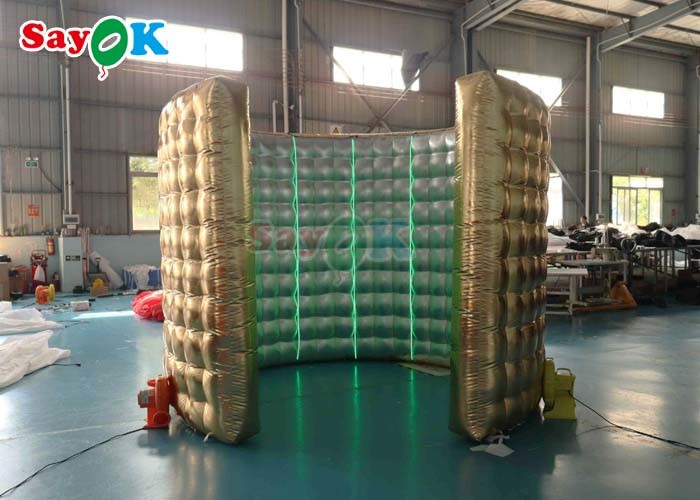 Customized Inflatable 360 Photo Booth Shape Enclosure Gold Inflatable Backdrop Booth
