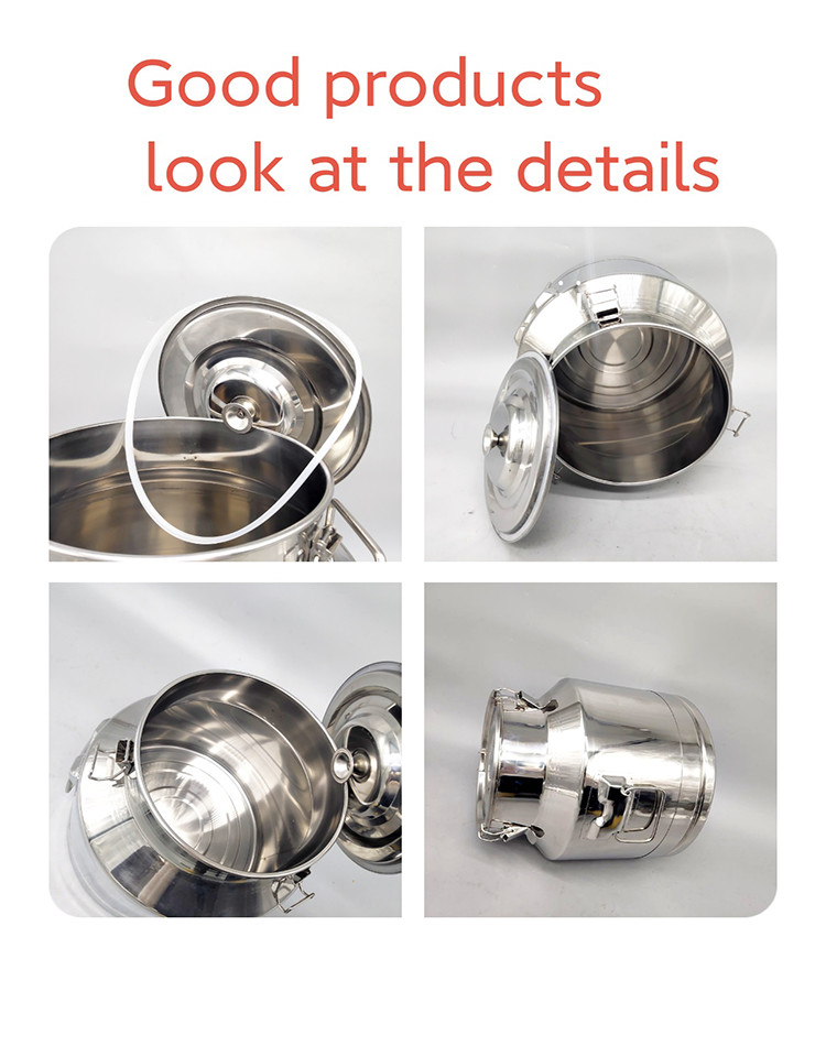 Thickness 0.6mm Silicone Seal 1 Gallon Stainless Steel Milk Can 201