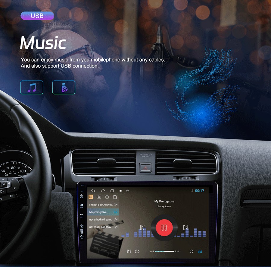 9inch Car Radio Multimedia Player for Toyota Ford VW Hyundai KIA Nissan Built-in WiFi