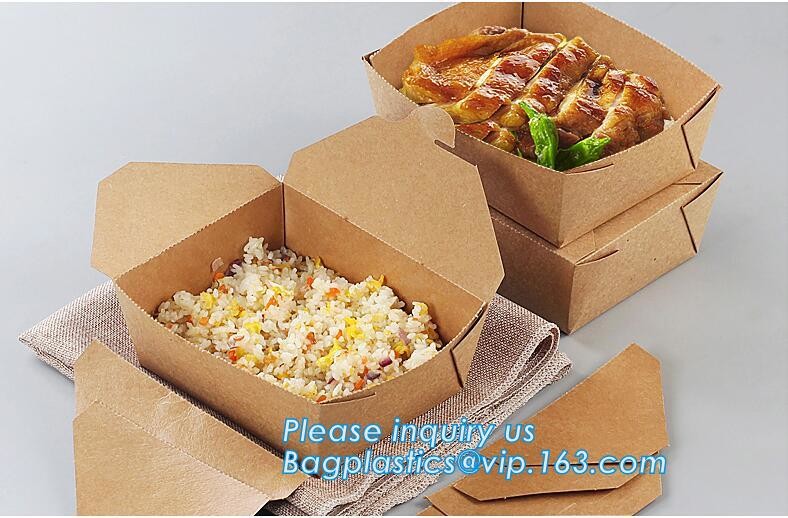 Cheap Cardboard foldable kraft paper lunch box with window,Lunch noodle fast food kraft paper box by customized logo pri