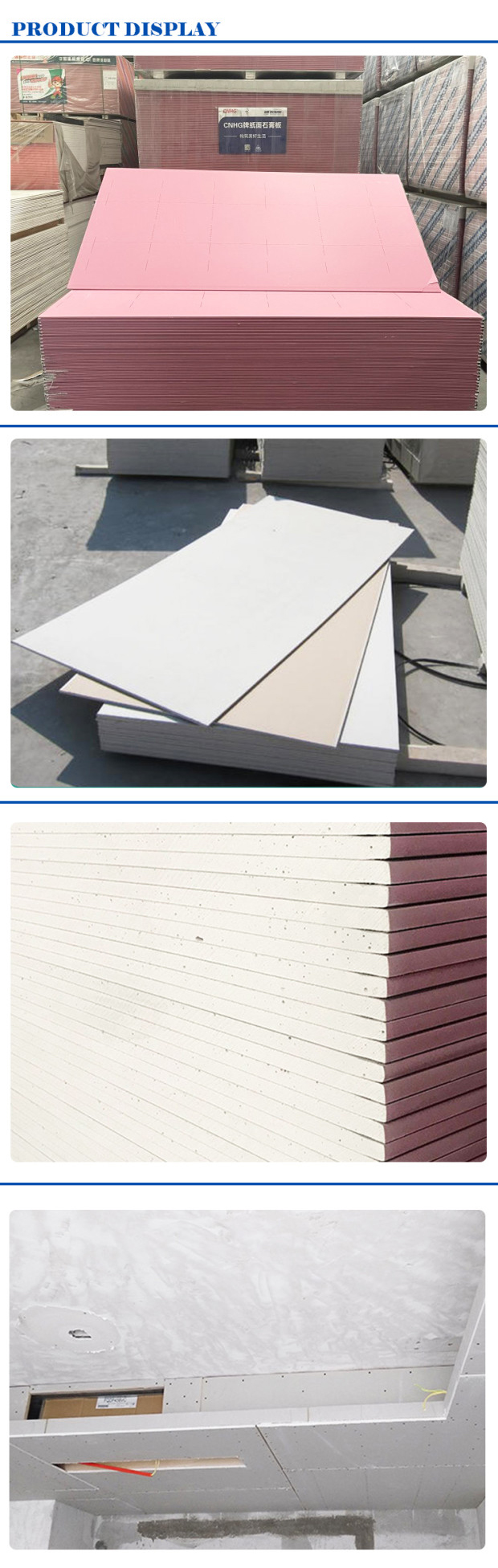 Home Decoration Moisture Proof 9mm 12mm Gypsum Board Drywall Gypsum Board Ceiling