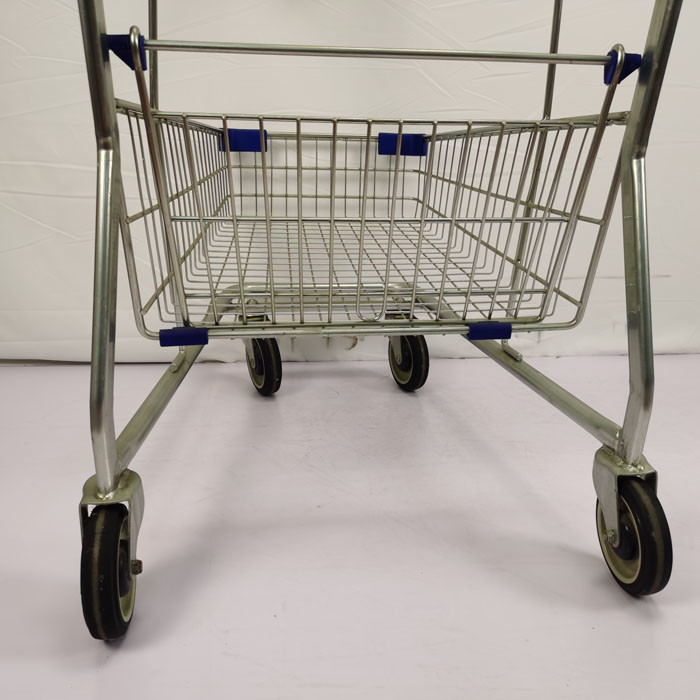 Double Layer Shopping Basket Trolley Zinc Powder Coated Supermarket Shopping Cart