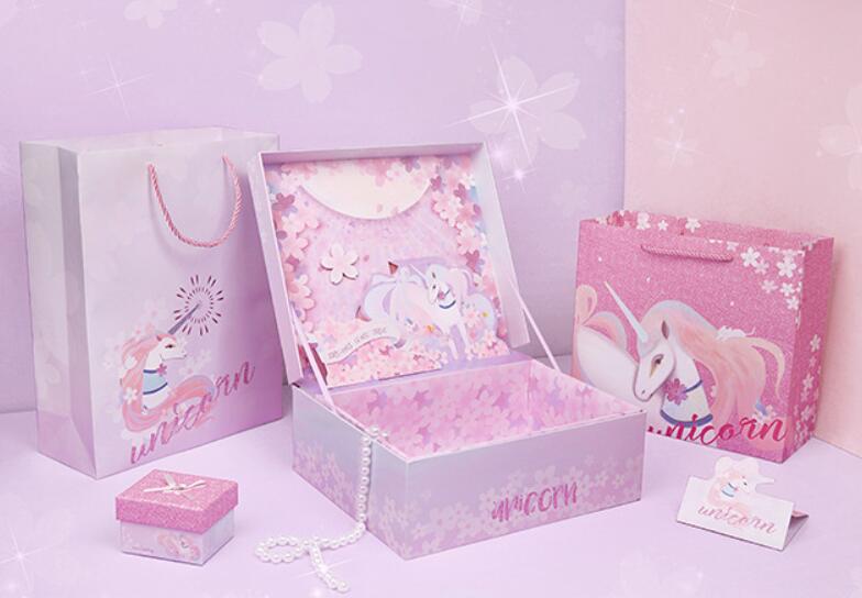 3D Unicorn Crafting Subscription Art Paper Gift Box For Wedding Favor Baby Birthday