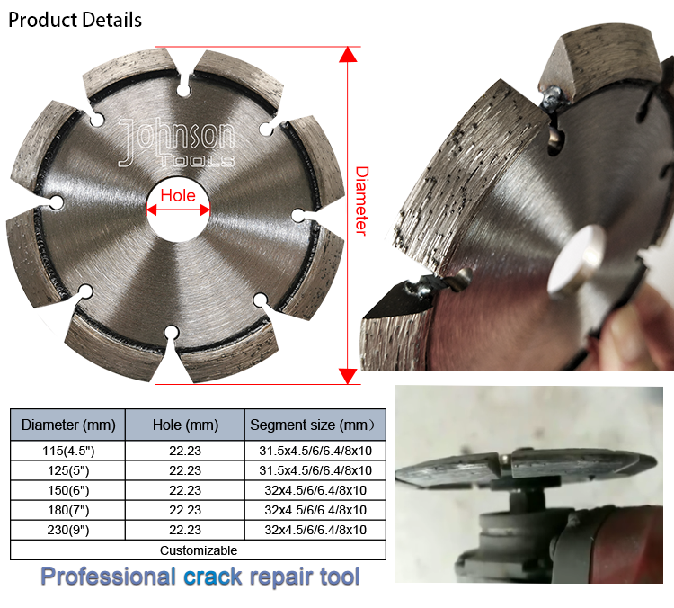 6 Inch Laser Welded Crack Chaser Tuck Point Diamond V Groove Cutting Blade For Concrete Mortar Removal