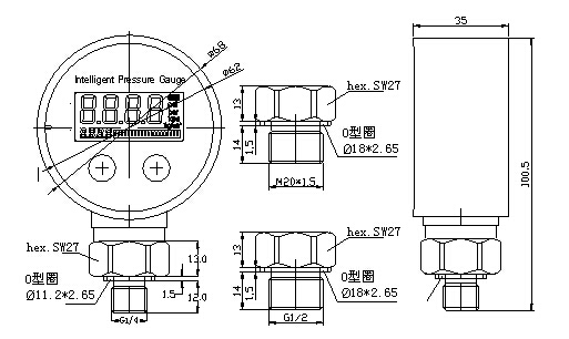 PM-3000 Water proo rotary plastic housingf digital pressure gauge