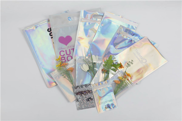 Holographic Stand Up Foil Pouches Aluminium Foil Mylar k For Gifts / Cosmetics