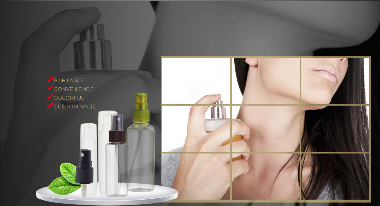 30ml 60ml Cosmetic Spray Bottle PET Clear Pump Bottle With White Spray Lids
