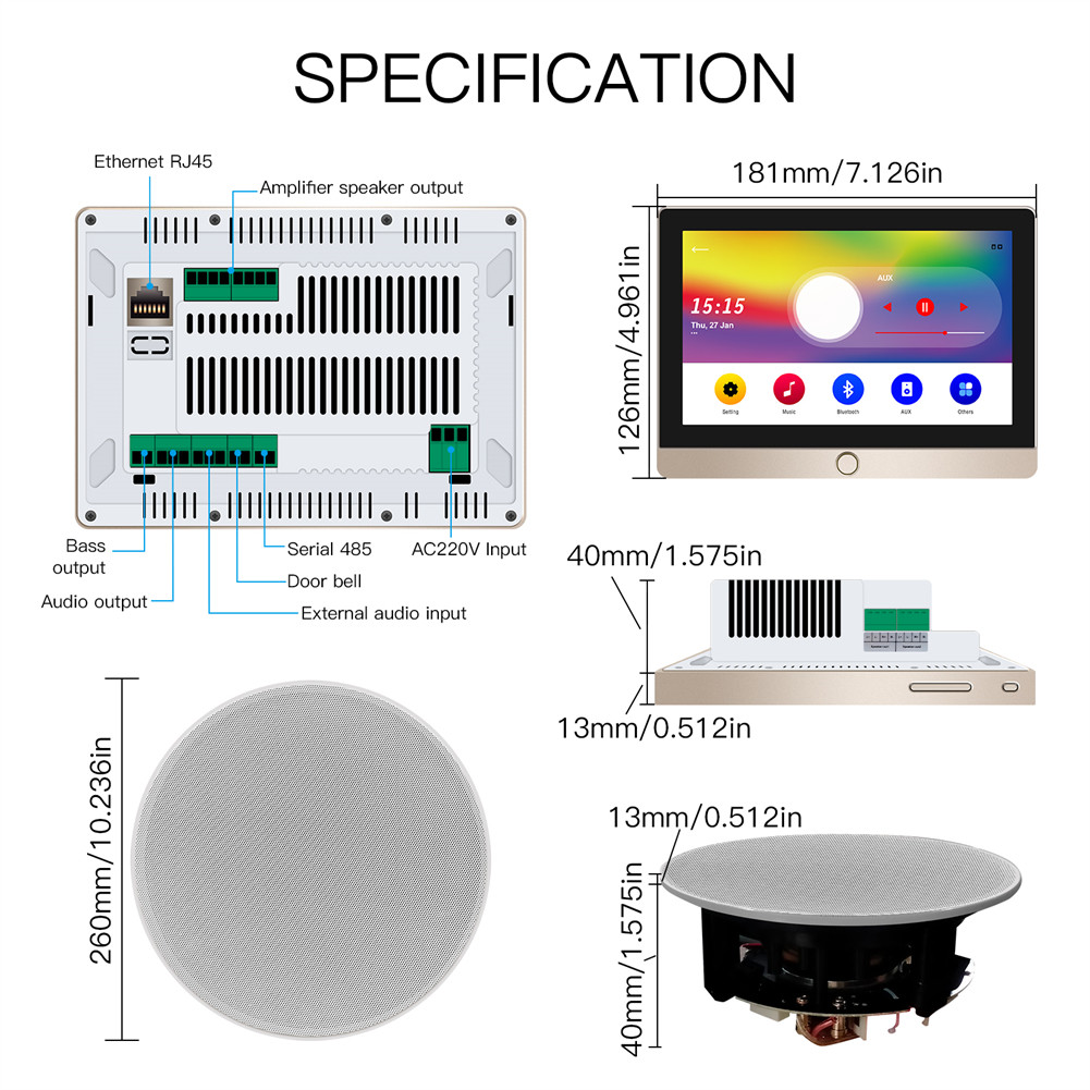 Tuya Smart Home Security Background Music System Wall Amplifier Central Control Panel
