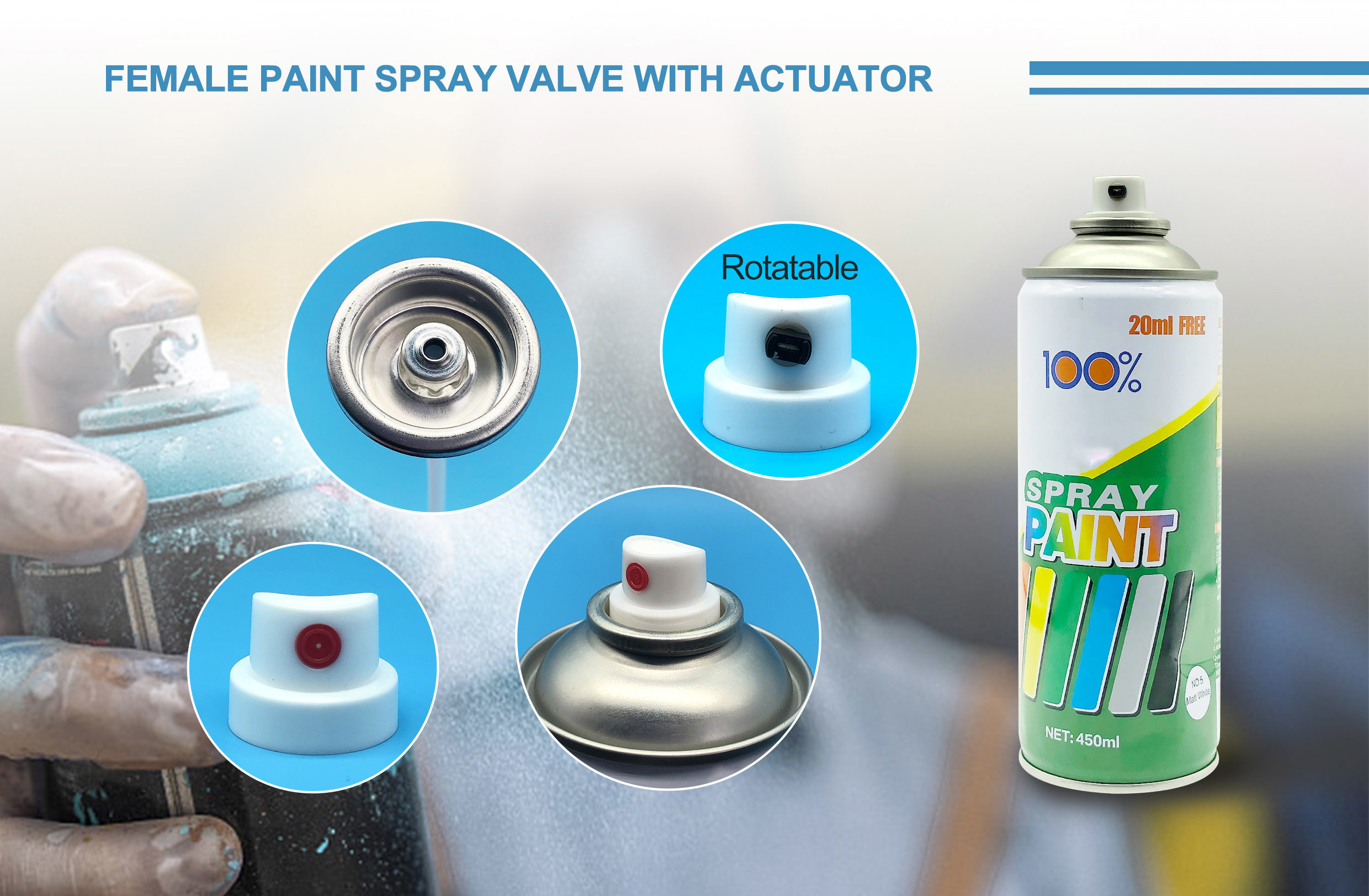 Versatile Female Aerosol Paint Valve For Home Decor & Fine Art Painting Multiple Compatibility