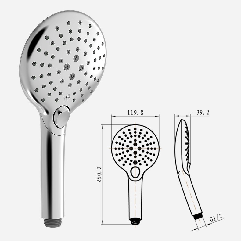 Nianyi Polished Bathroom Hand Shower Head High Pressure 3 Function Hand Shower