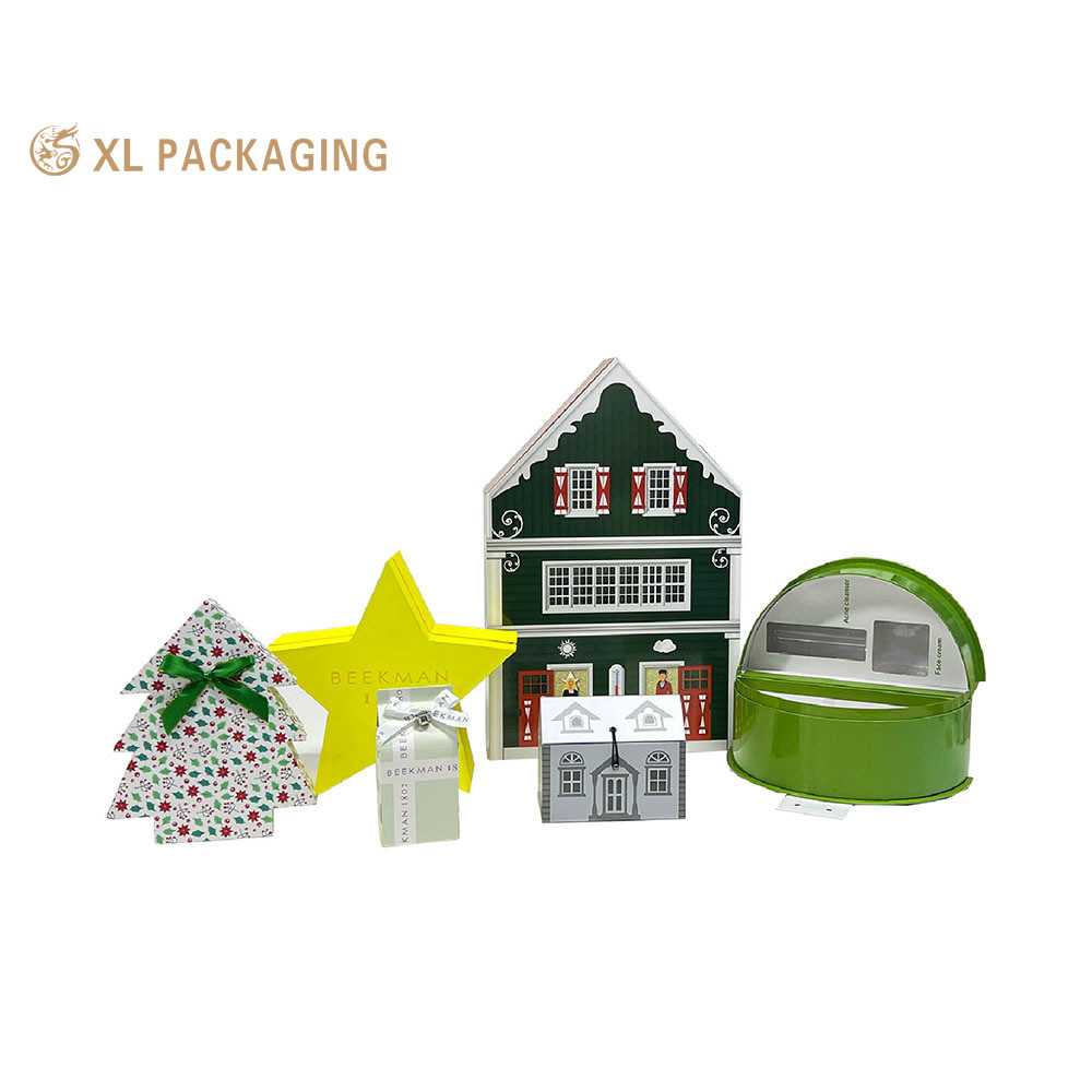 Custom Empty Cosmetic Advent Calendar Box Christmas Tree Shape Small Drawer Gift Packaging Box
