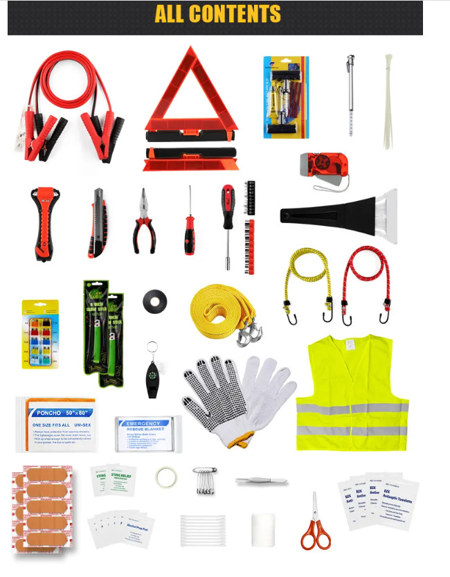 Adult Automotive First Aid Kit Safety Car Roadside Assistance Kit With Jumper Cable