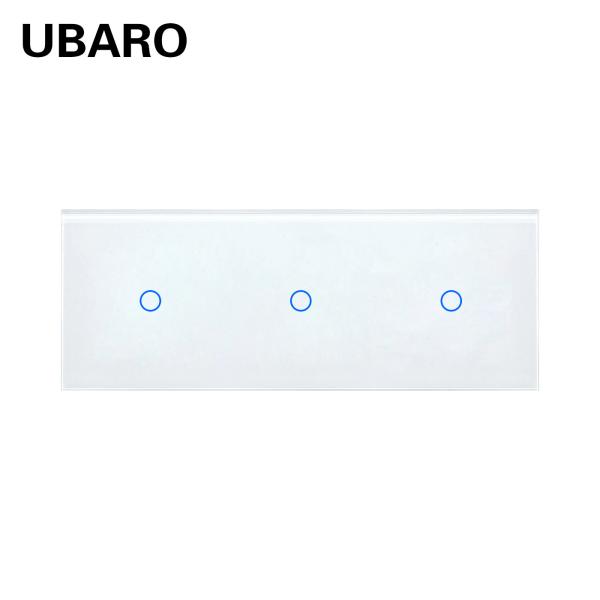 EU Standard 228 Type 3 Gang Touch Lamp Switch Tempered Glass Panel White Black