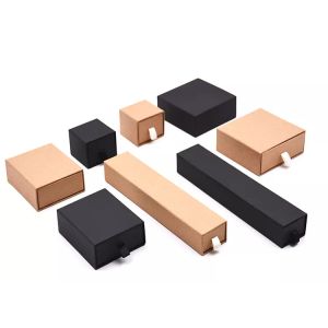 ISO9001 120gsm Black Matt Kraft Paper Drawer Box With Handles