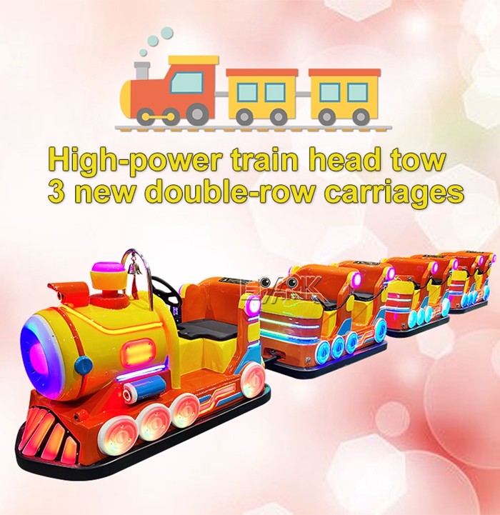 High-Power Train Head Tow 3 New Double-Row Carriages Amusement Park Trackless Train