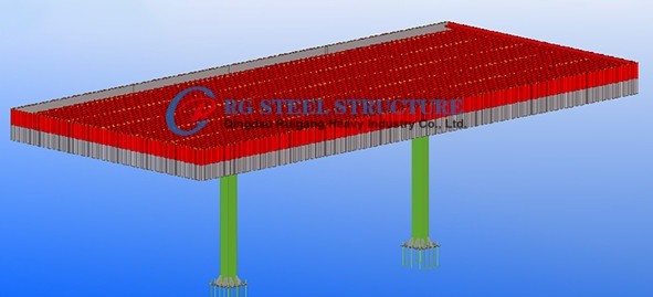 Durable Prefab Steel Structure Canopy Customized Size CE Aisc Certification