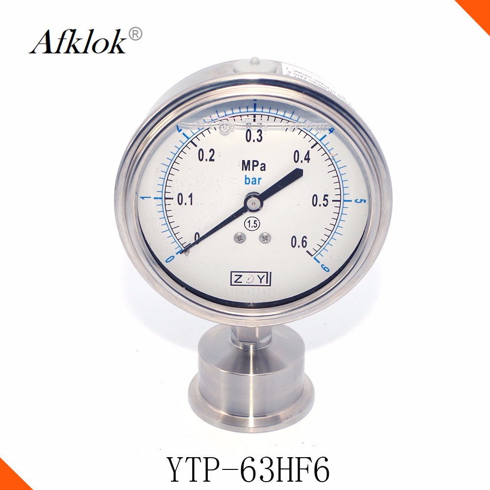 Stainless Steel 63mm bottom connect Oil filled Sanitary Type Pressure Gauge