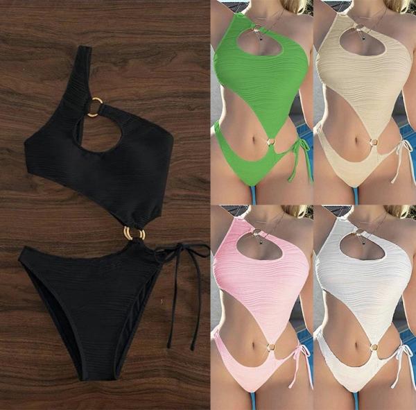 Women'S Solid Beach Occasion Wear One Piece Sexy Swimwear Lady Moisture