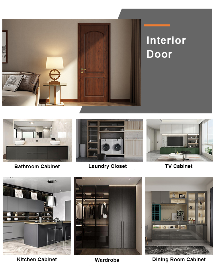 Interior Custom Design House Wood Doors with MDF Board Solid Wood Veneer Modern Style