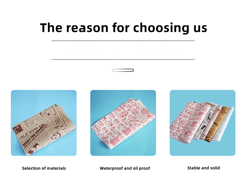 Gift Wax Greaseproof Wrapping Paper For Deli Fried Chicken Snack Bread Chip