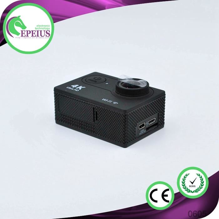 H9 Waterproof 4k Sports Action Camera With 12mp Wifi Control Via Ios / Android