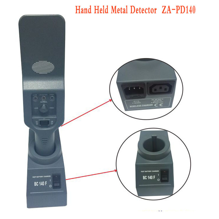250 MA Electricity Saving Hand Held Metal Detector PD140 With External Rechargeable Socket Hole