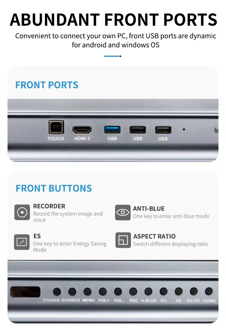 Android/window LCD Anti-Glare Interactive Smart board Multi Touch Screen Interactive Whiteboard for school meeting